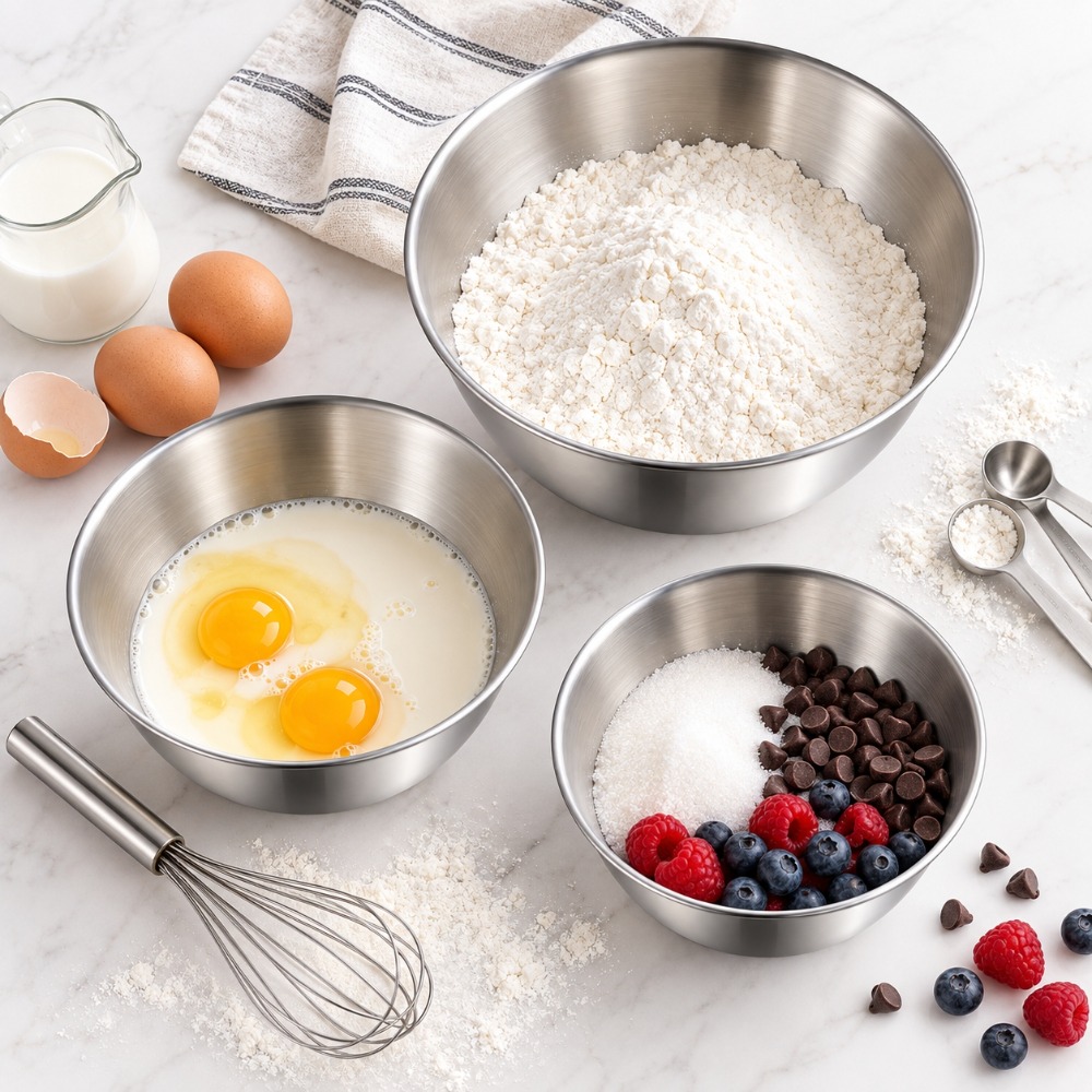 Baking Kitchen Set - Set di 3 ciotole in acciaio